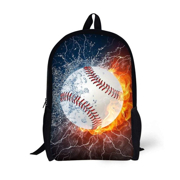Book Bags for Kids 17 Inch Combustion Pattern School Bags (Baseball) - Picture 1 of 6